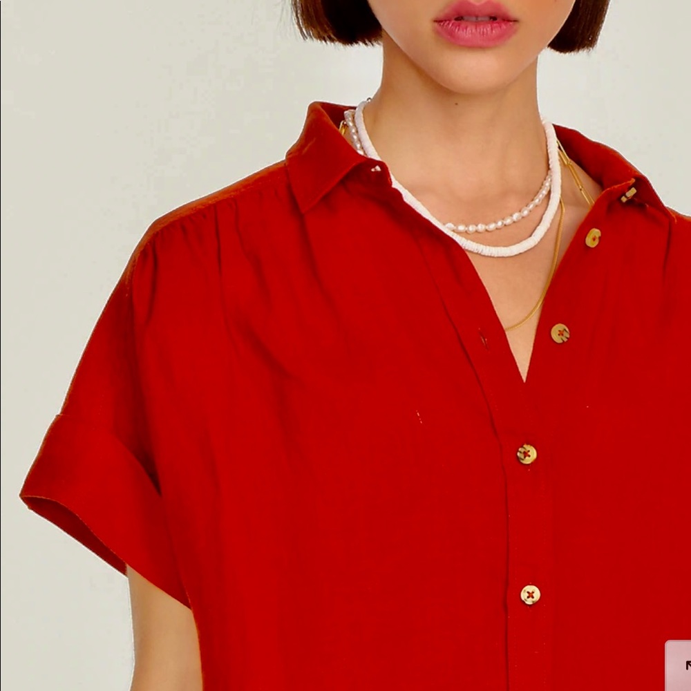 J.Crew Size SMALL Linen Radio Red - Picture 4 of 4
